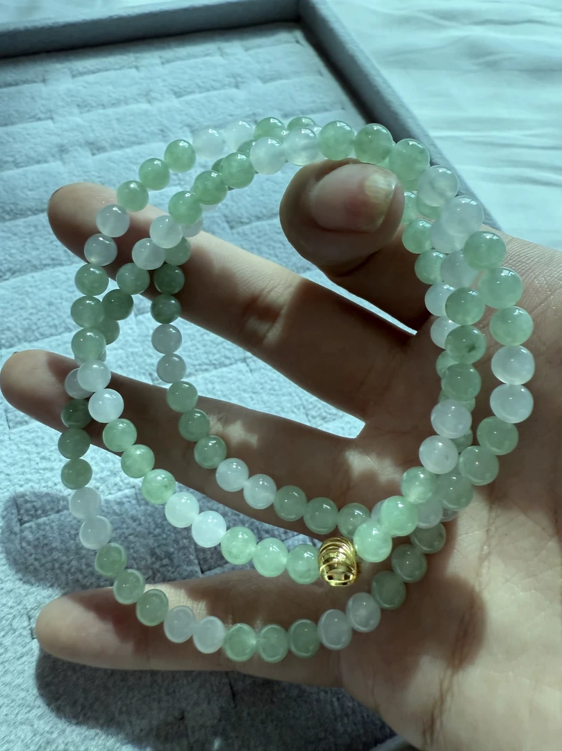 【贵坤珠宝在源头】缅甸天然翡翠A货冰种珠串男女同款百搭