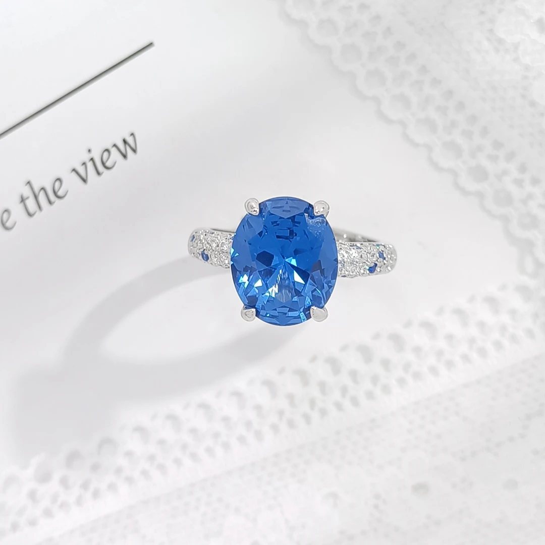 铜合金合成锆石戒指 WHSM-000656 【海洋之心】 戒指轻奢精致欧美