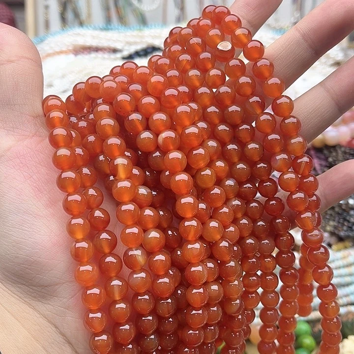 玛瑙/玉髓珠宝半成品未镶嵌一条8mm左右福利红玛瑙