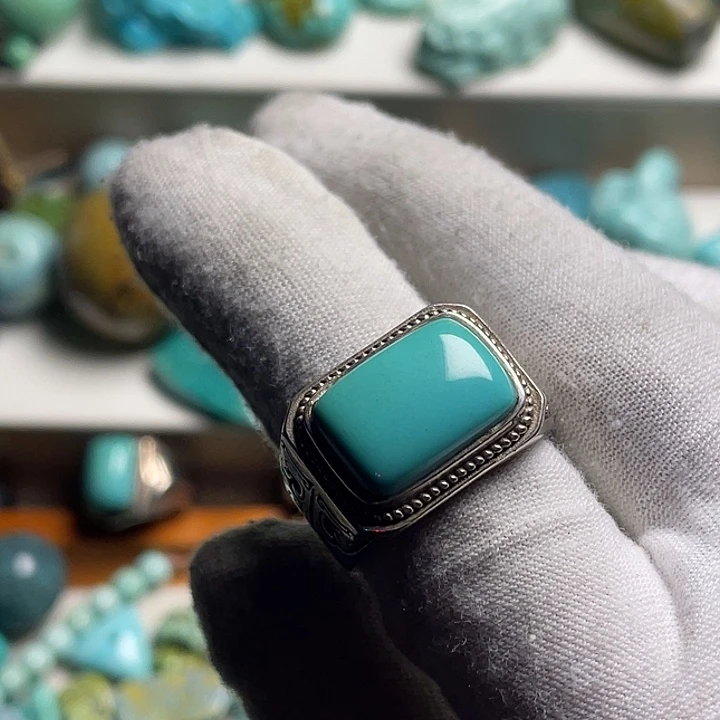 善***德绿松石未镶嵌绿松石男戒指