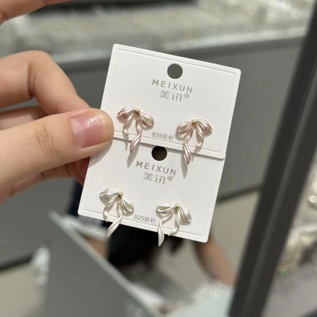 铜合金耳饰 1207 超高版 美讯家设计师款飘带蝴蝶结耳钉