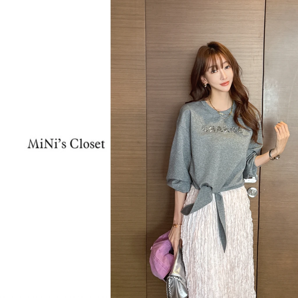 【MiNi推荐】气质时尚减龄系带收腰显瘦修身显瘦上衣女JE2004