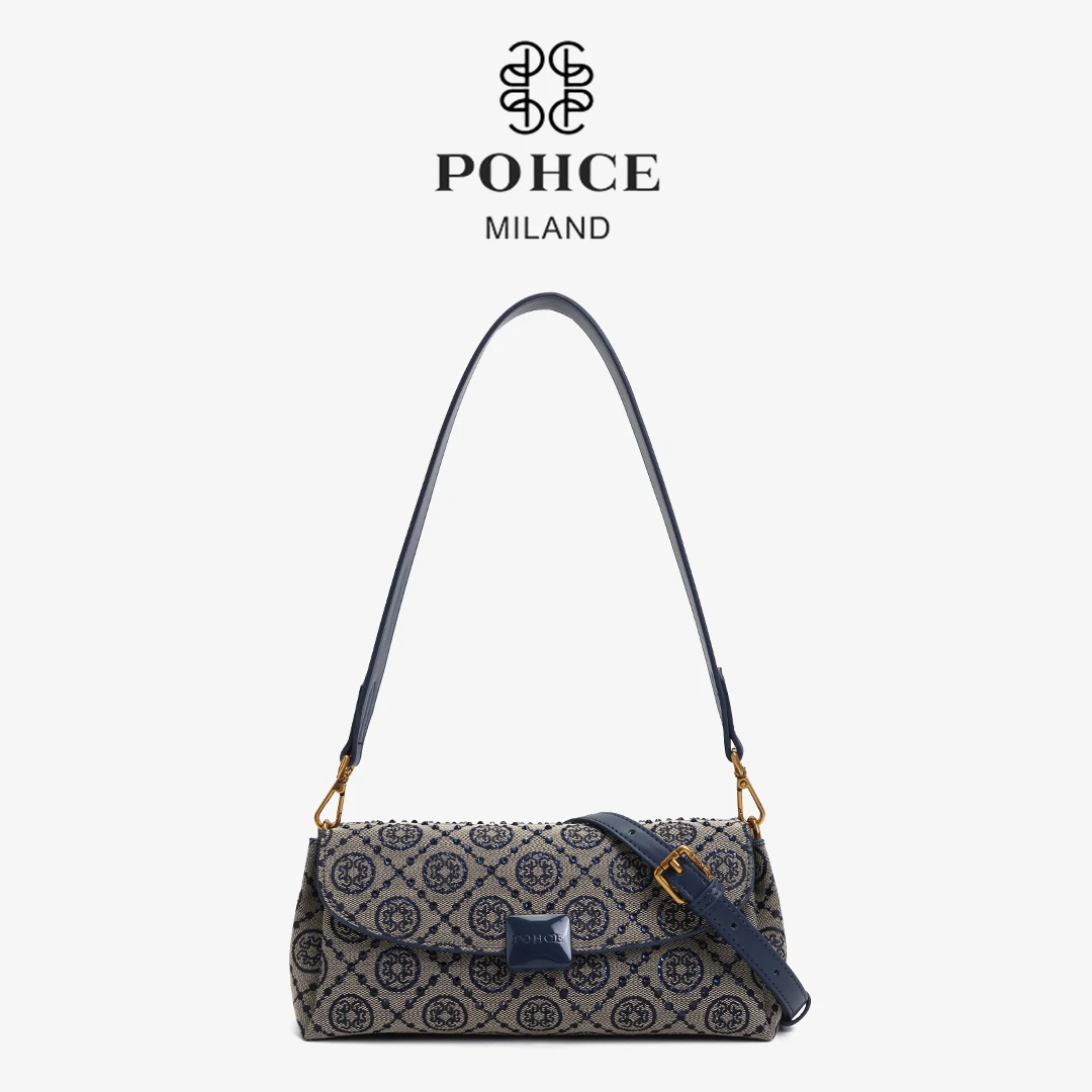 【品牌直发】烫钻重工复古风腋下包枕头包单肩斜挎法棍包25077