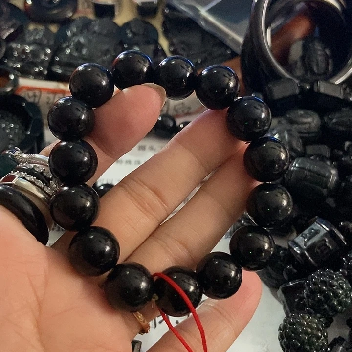 翡翠未镶嵌手链墨翠14