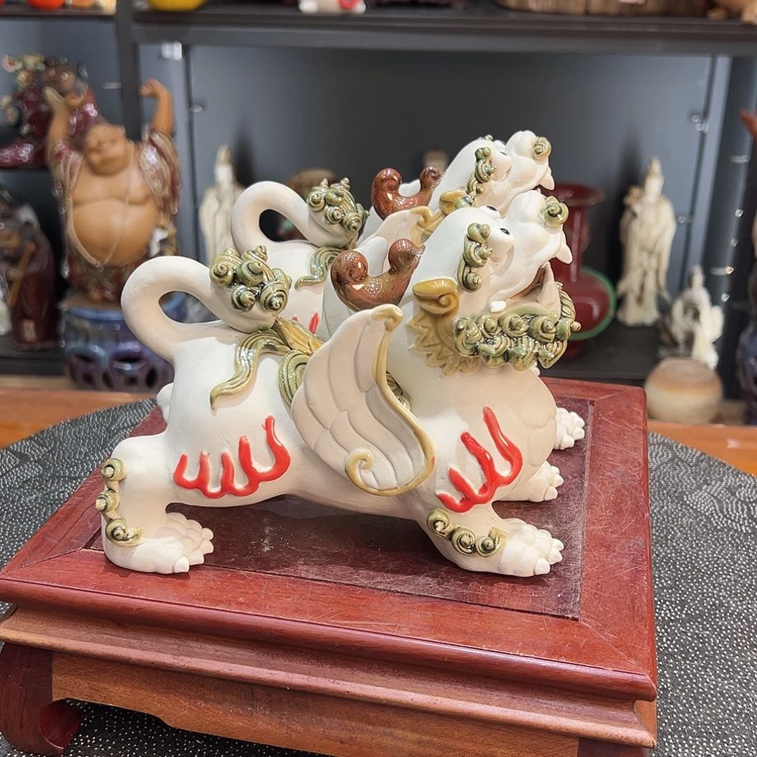 陶貔貅一对石湾陶艺