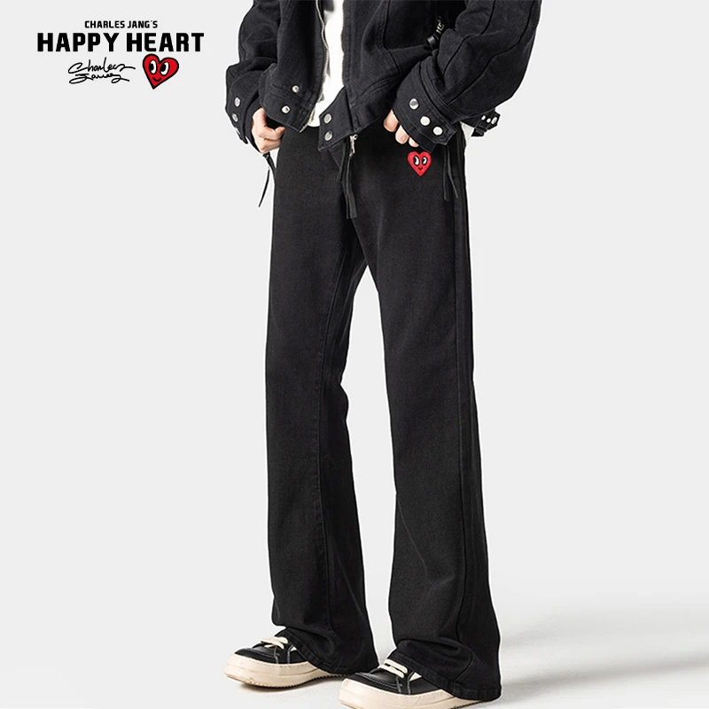 查尔斯桃心 柳叶弯刀牛仔裤男女同款休闲百搭时尚潮流简约