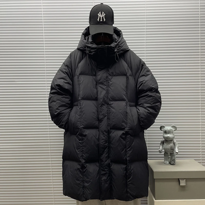 （阿珂高定）加厚冬装潮牌长款羽绒服中长款青少年白鸭绒保暖外套