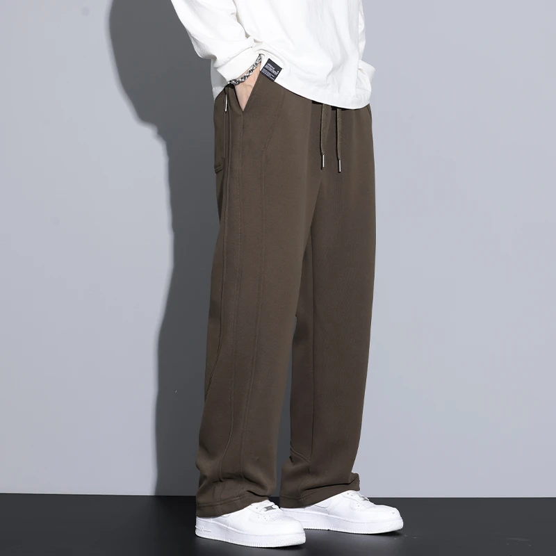Kuvine秋冬男士城市户外休闲裤垂感直筒宽松棉感松紧腰百搭裤子男