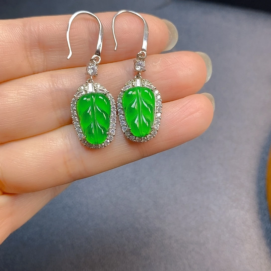 翡翠银S925镶嵌耳饰