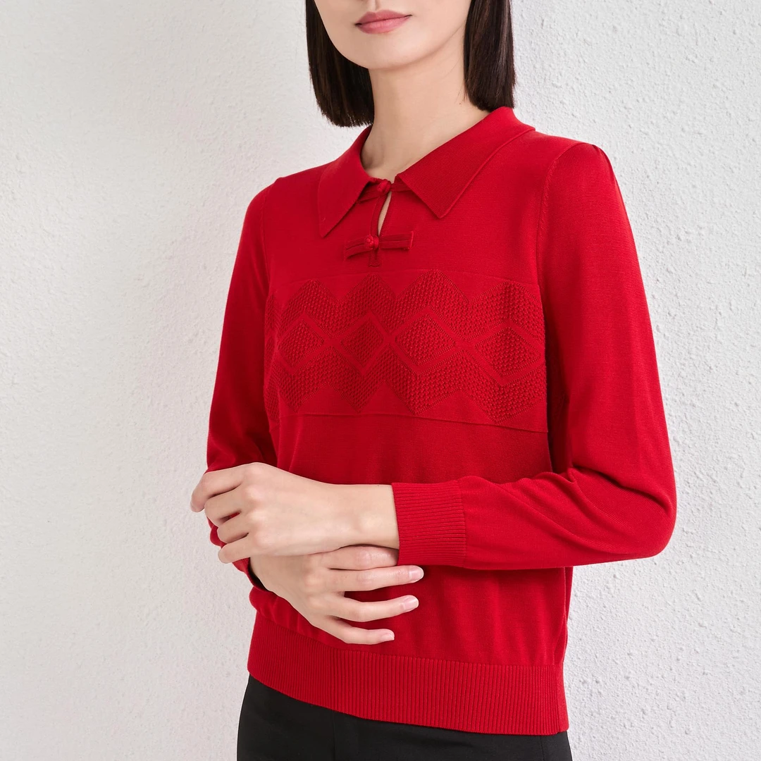 珂莱丽思新春贺岁喜事到家重工时尚百搭新款针织衫5517