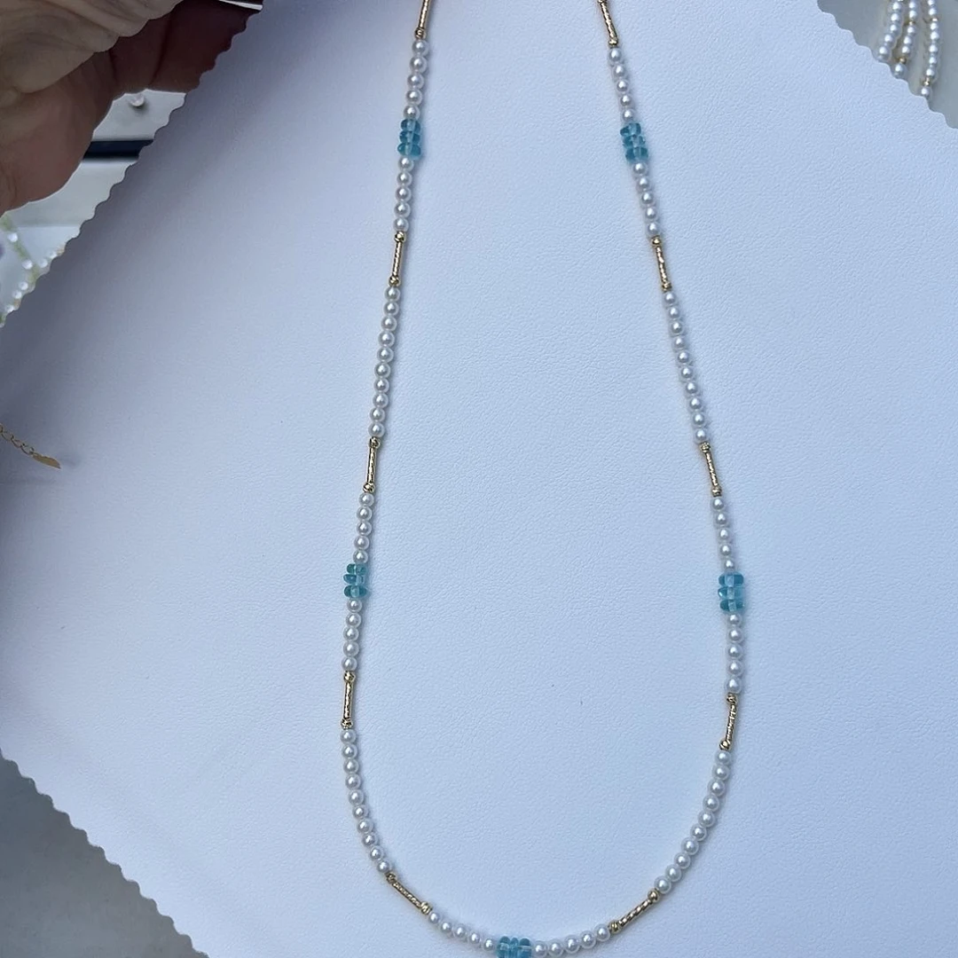 淡水珍珠18K金镶嵌颈饰