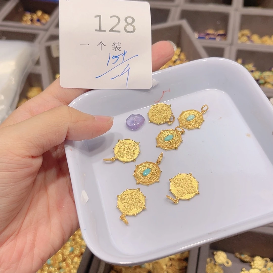 水晶珠宝半成品银S925镀金镶嵌128