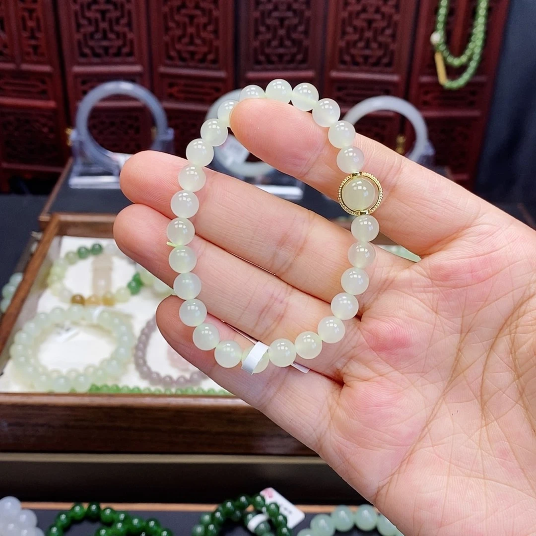 和田玉手串合金晴水7