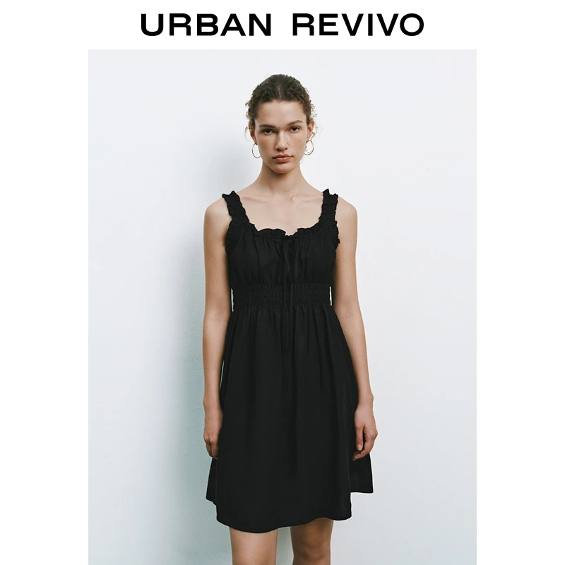 UR2025夏季新款女装度假风气质打揽收腰系带连衣裙UYY750074