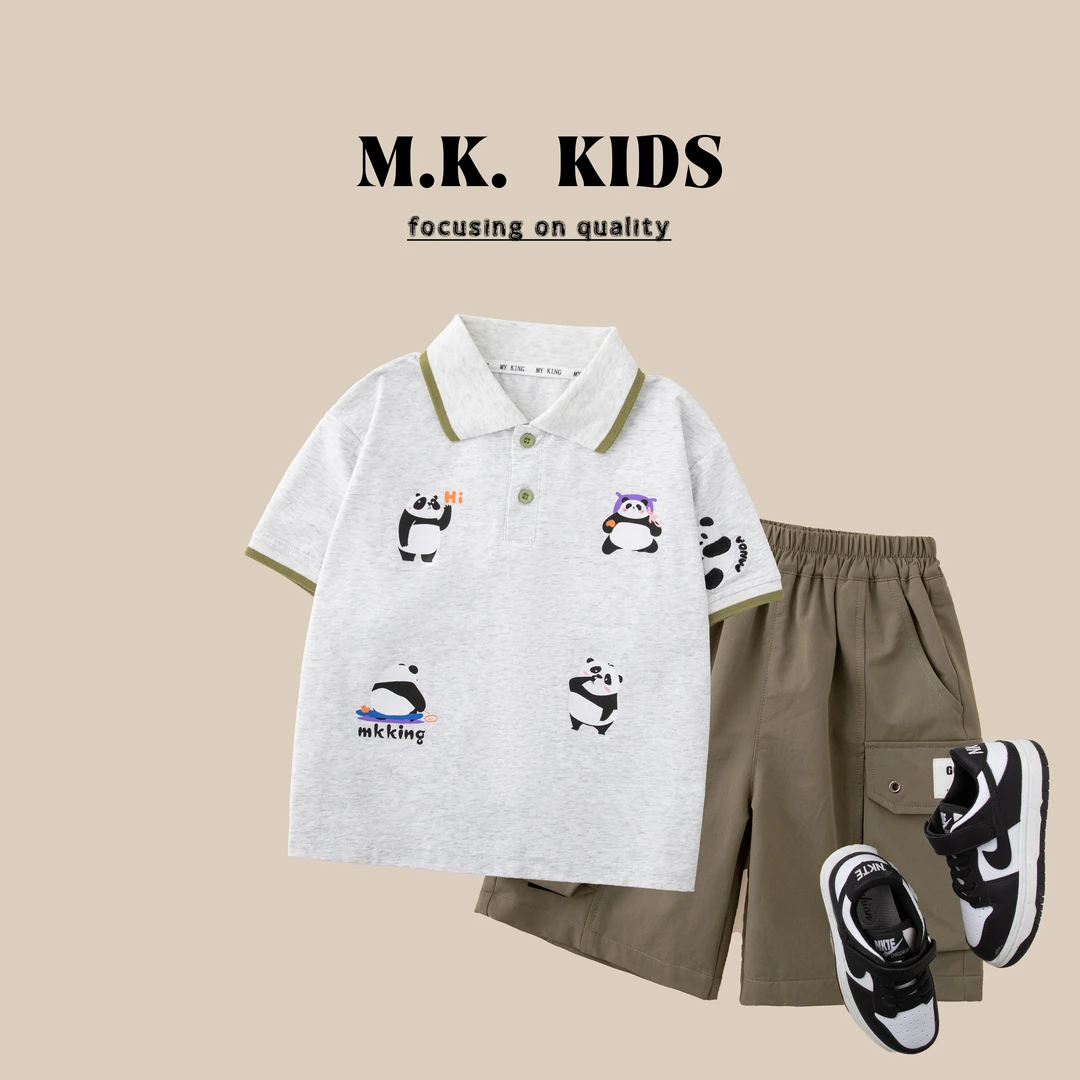 现货儿童夏款短袖POLO衫2025新款男童潮流时尚T恤XA8361华子童装