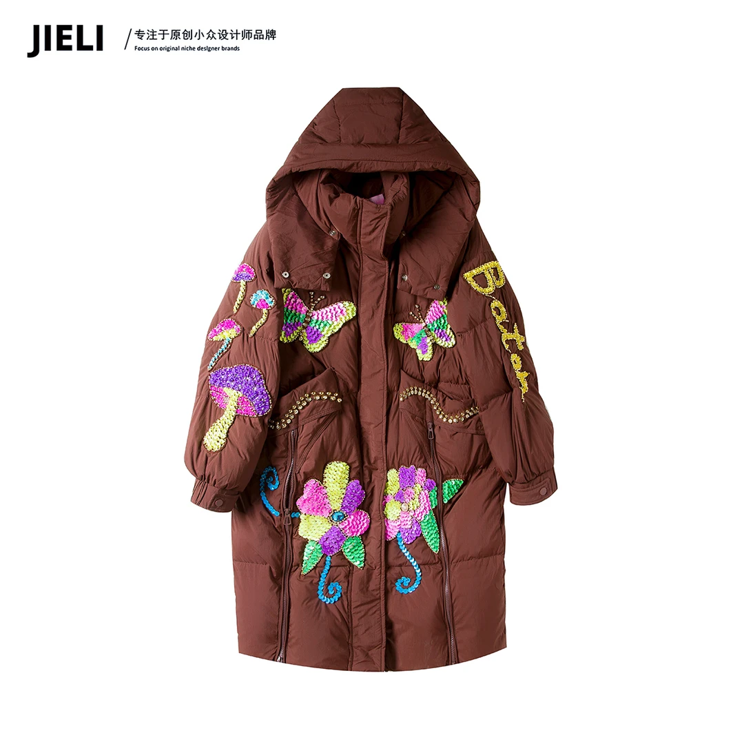 JIE LI/街力高级感羽绒服外套女冬时尚洋气红色羽绒服女W1909