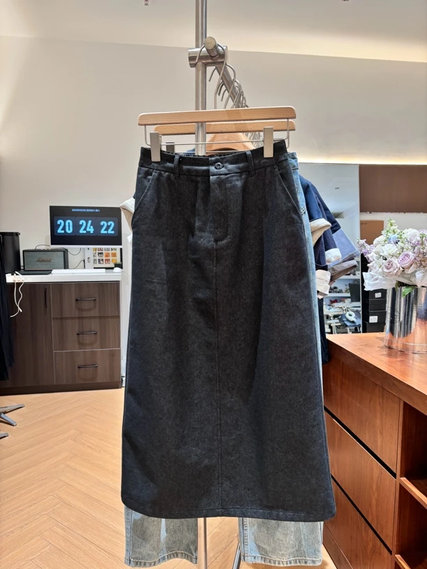 夏款牛仔长裙显瘦直筒款