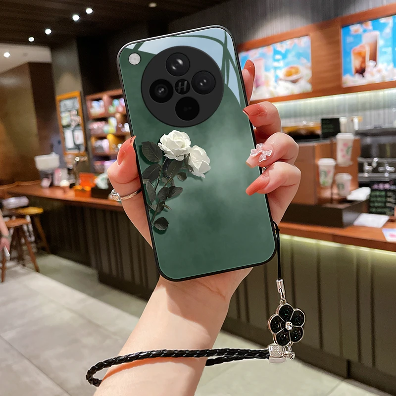 素雅花朵适用OPPOFindX8S手机壳新款FindX8Ultra女玻璃壳FindX8S