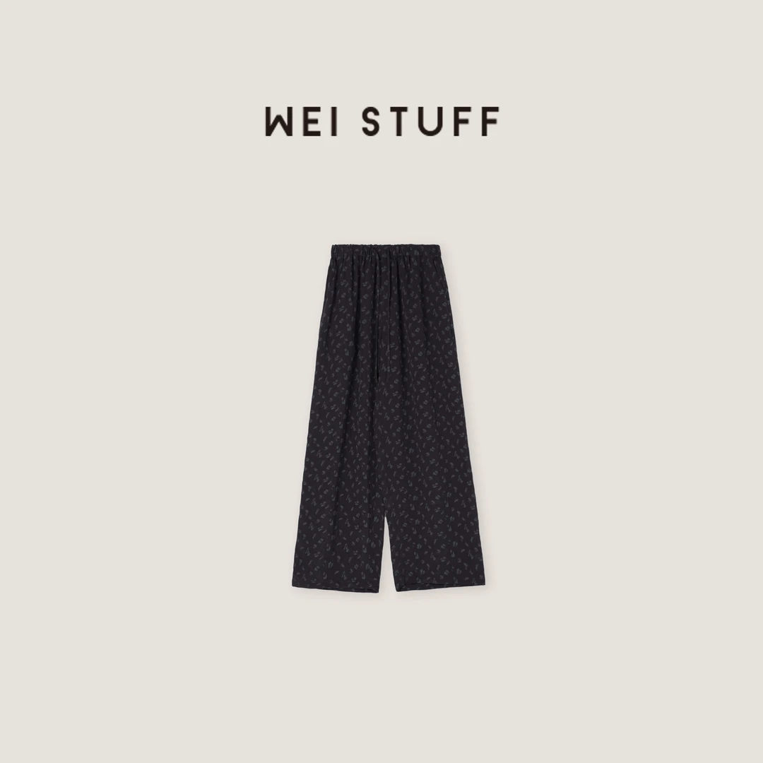 WEI STUFF 春季新款简约显瘦时尚高腰宽松直筒碎花休闲裤 9078.
