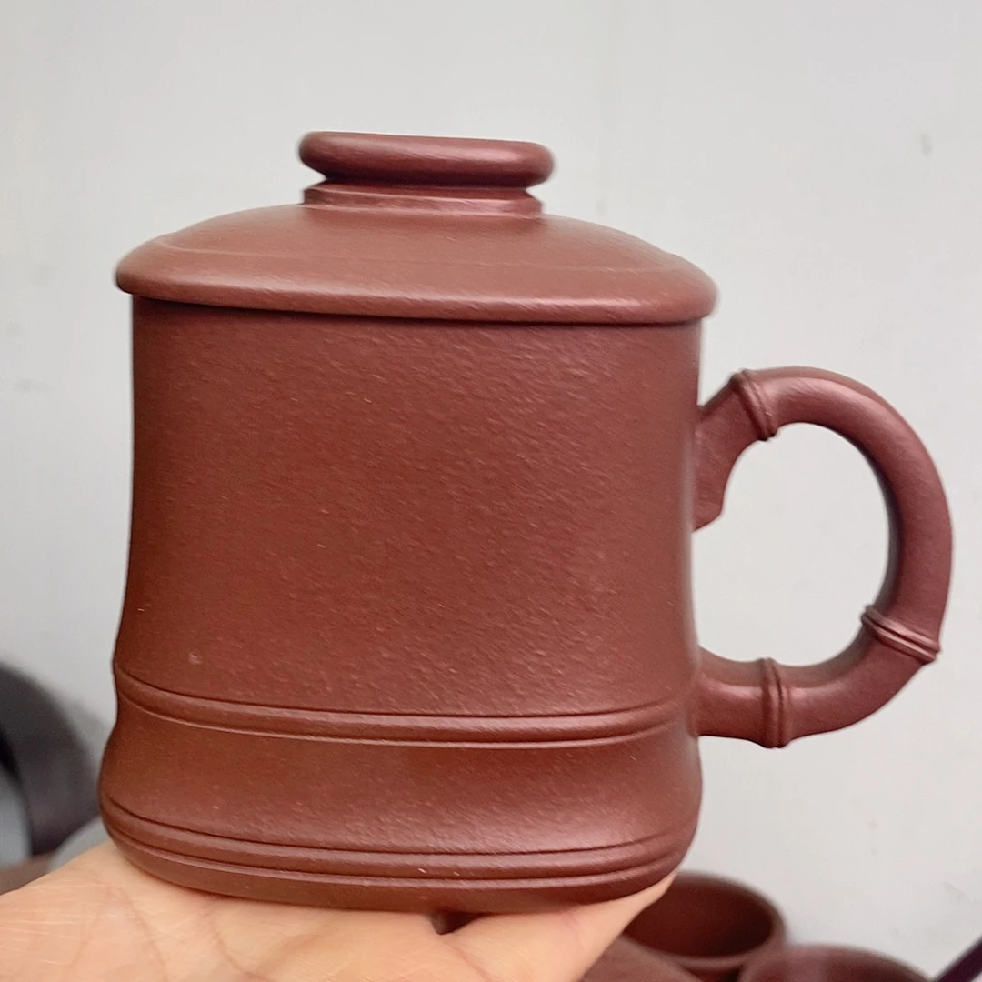 茶杯紫砂微瑕底槽青四方盖杯光素款