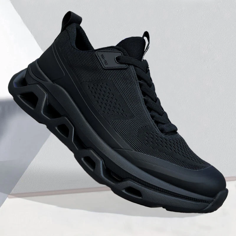 夏季新款男士飞织网面潮鞋百搭轻便厚底运动鞋时尚软底透气休闲鞋