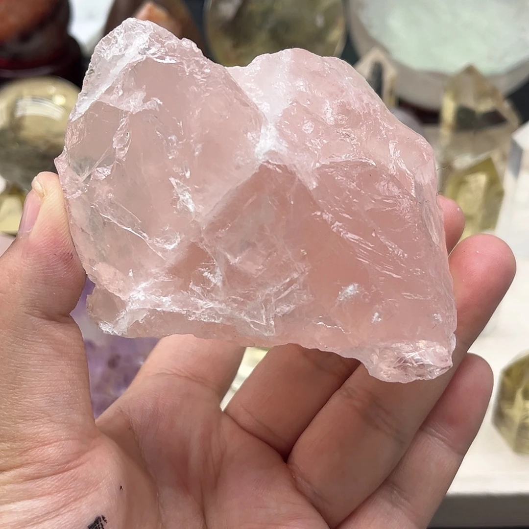 珠宝半成品水晶未镶嵌35 粉水晶原石