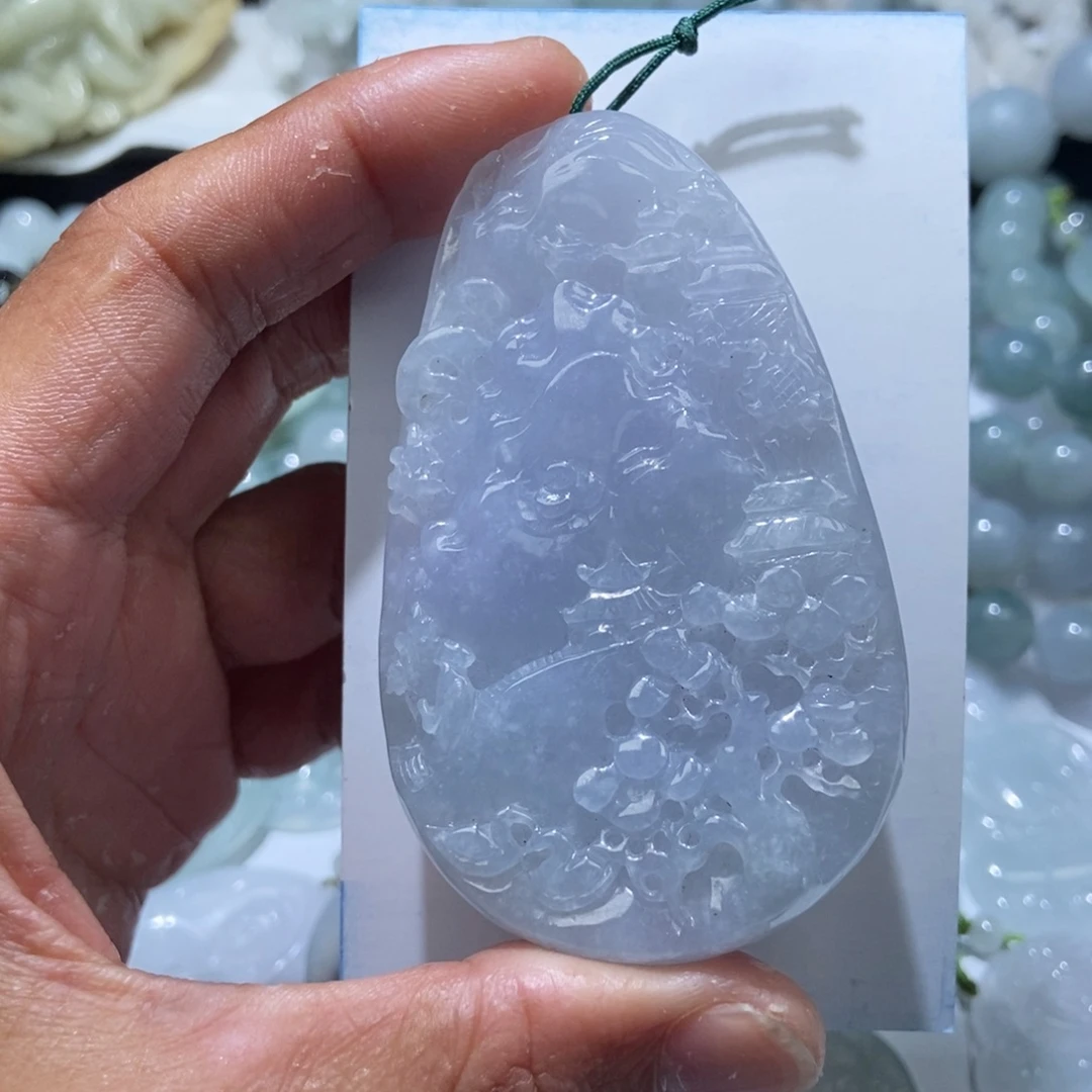 定制翡翠未镶嵌山水牌