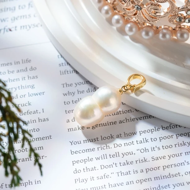 D096  天然淡水珍珠葫芦万能扣吊坠时尚百搭