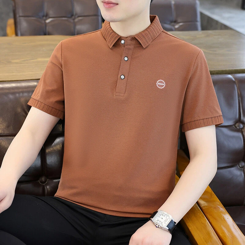夏季短袖恤新款翻领百搭透气商务衫男款印花韩版圆领时尚polo衫