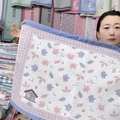 棉特价蓝色枫叶纯棉