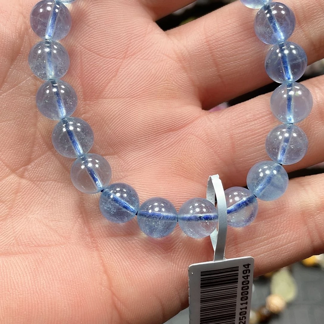 水晶手链未镶嵌薇*凡天然海蓝宝9+