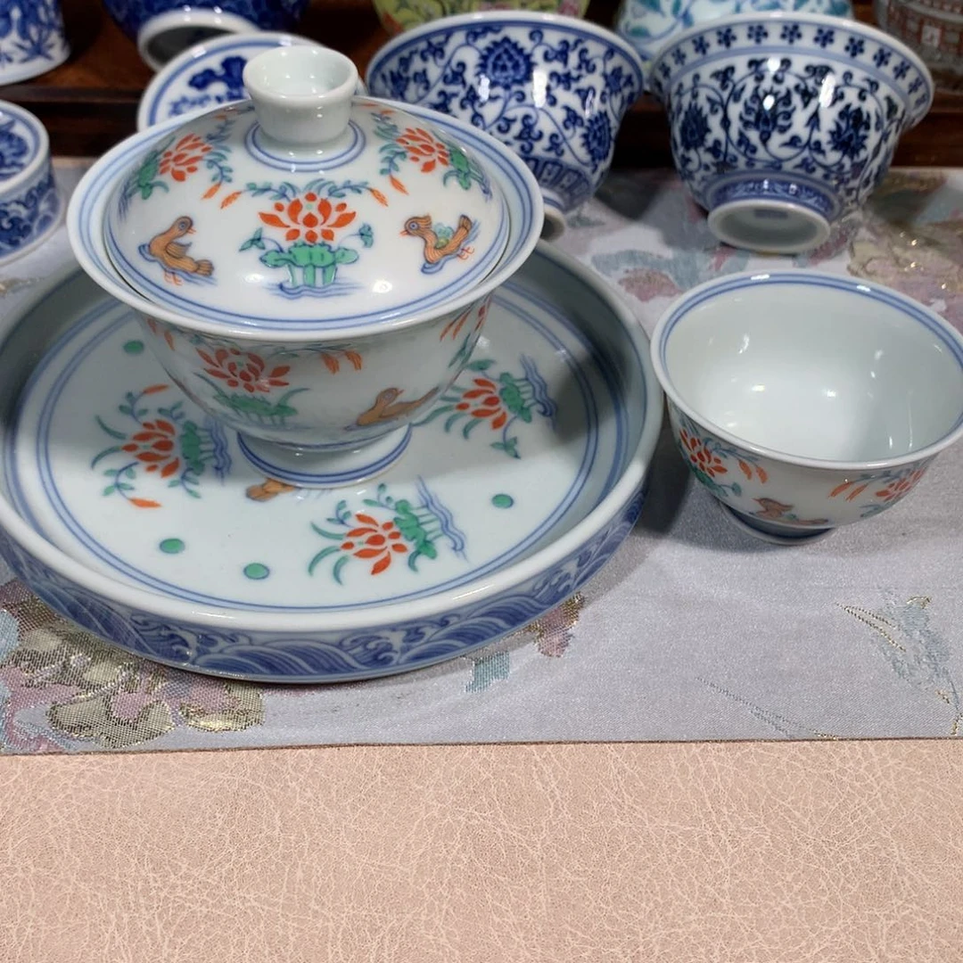 杯子z*123斗彩鸳鸯三件套