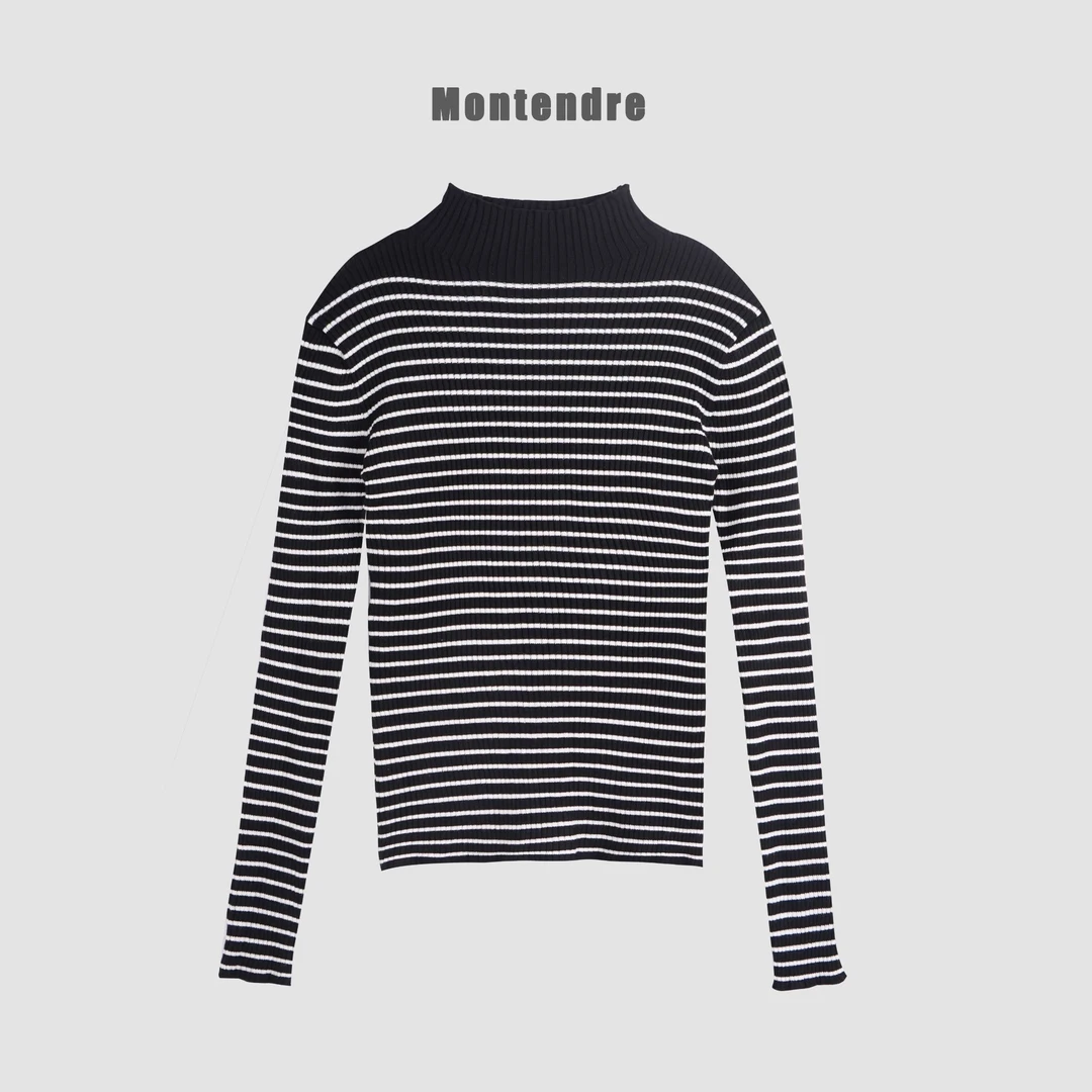 【MonTendre】 A 秋季新款 修身气质时尚百搭套头显瘦针织衫打底女