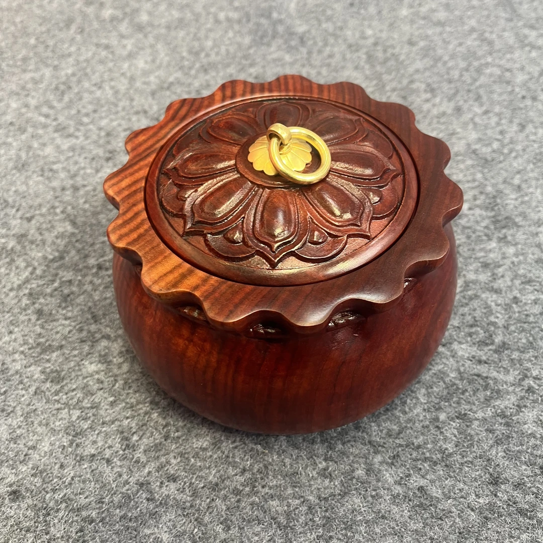 非洲小叶紫檀钱袋子茶叶罐（16cm带礼盒）