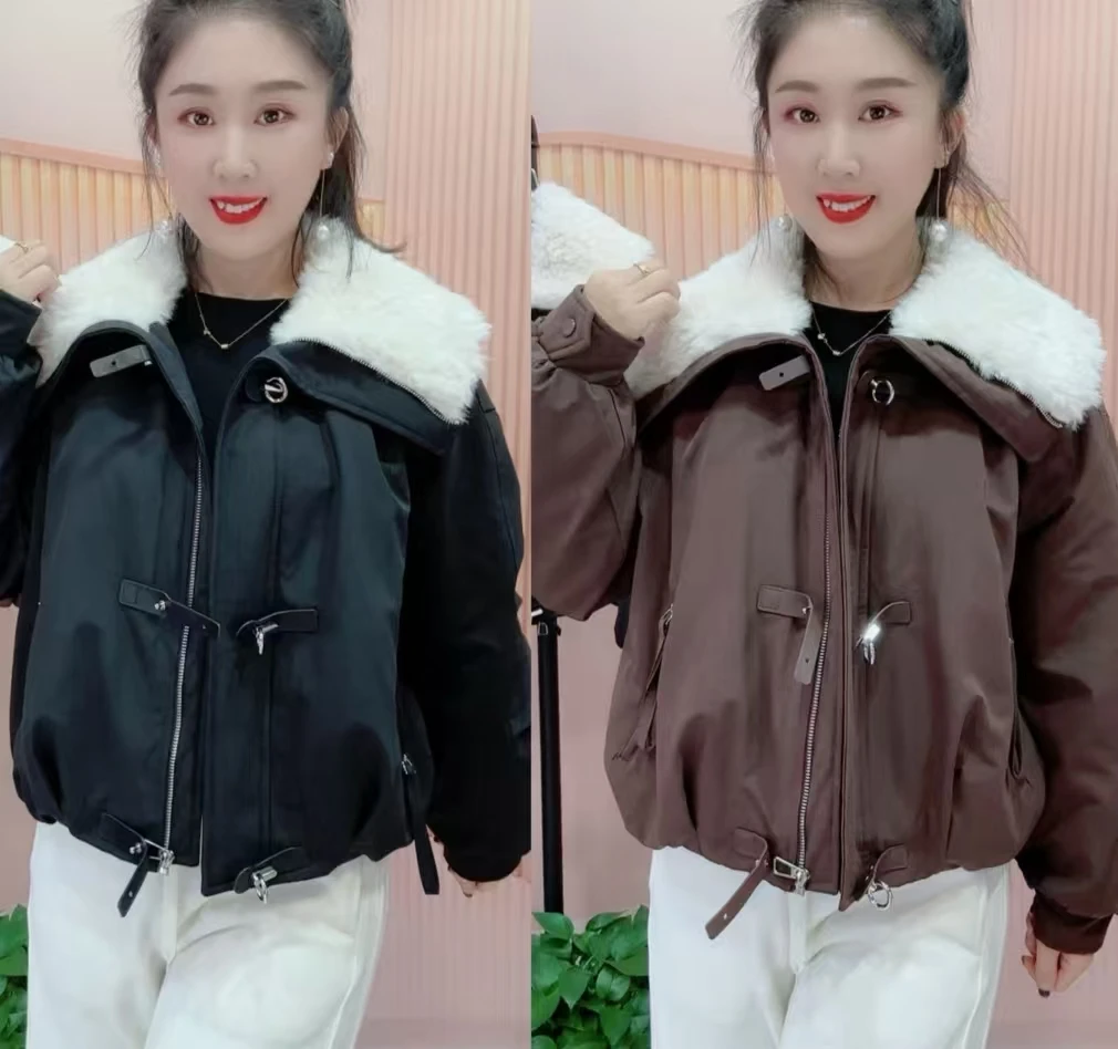 2125款毛领羽绒派克外套羽绒服保暖冬季女款短款