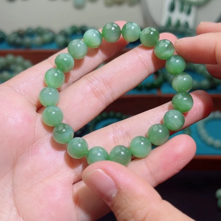 和田玉未镶嵌手链卡10猫眼