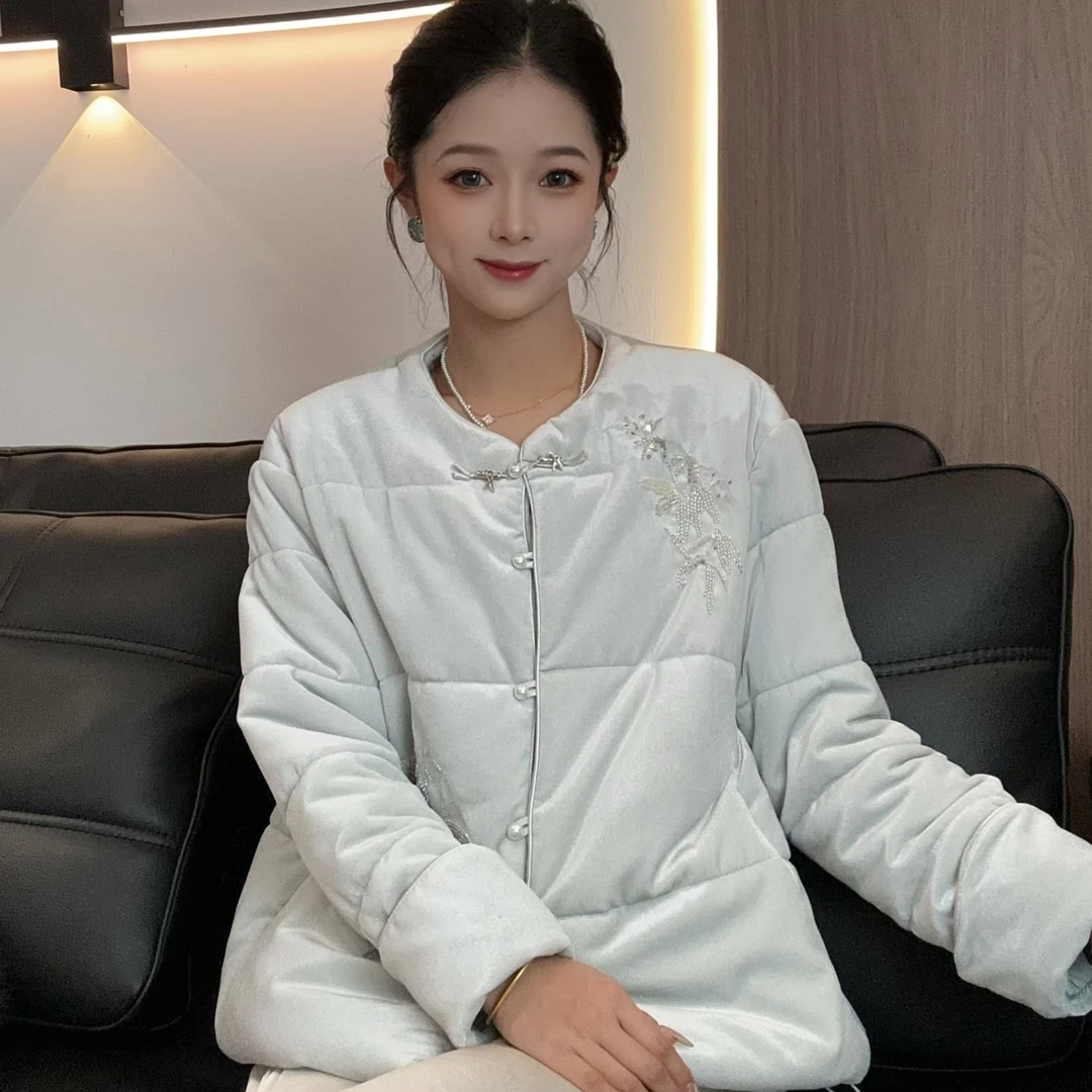 【南雪】新中式提花复古国风休闲百搭加厚棉服外套