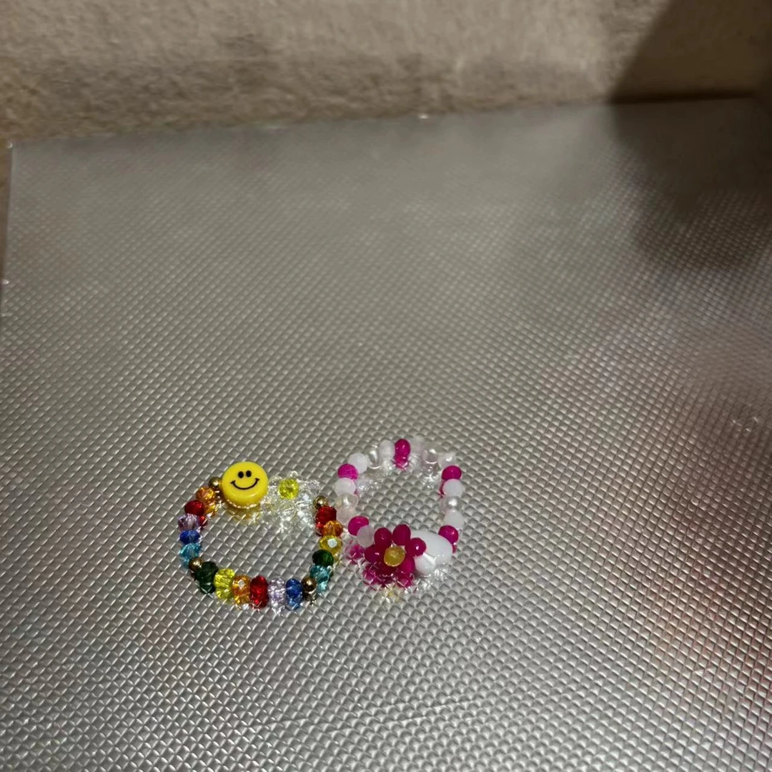 铜合金戒指 韩国手工珠珠戒指J239