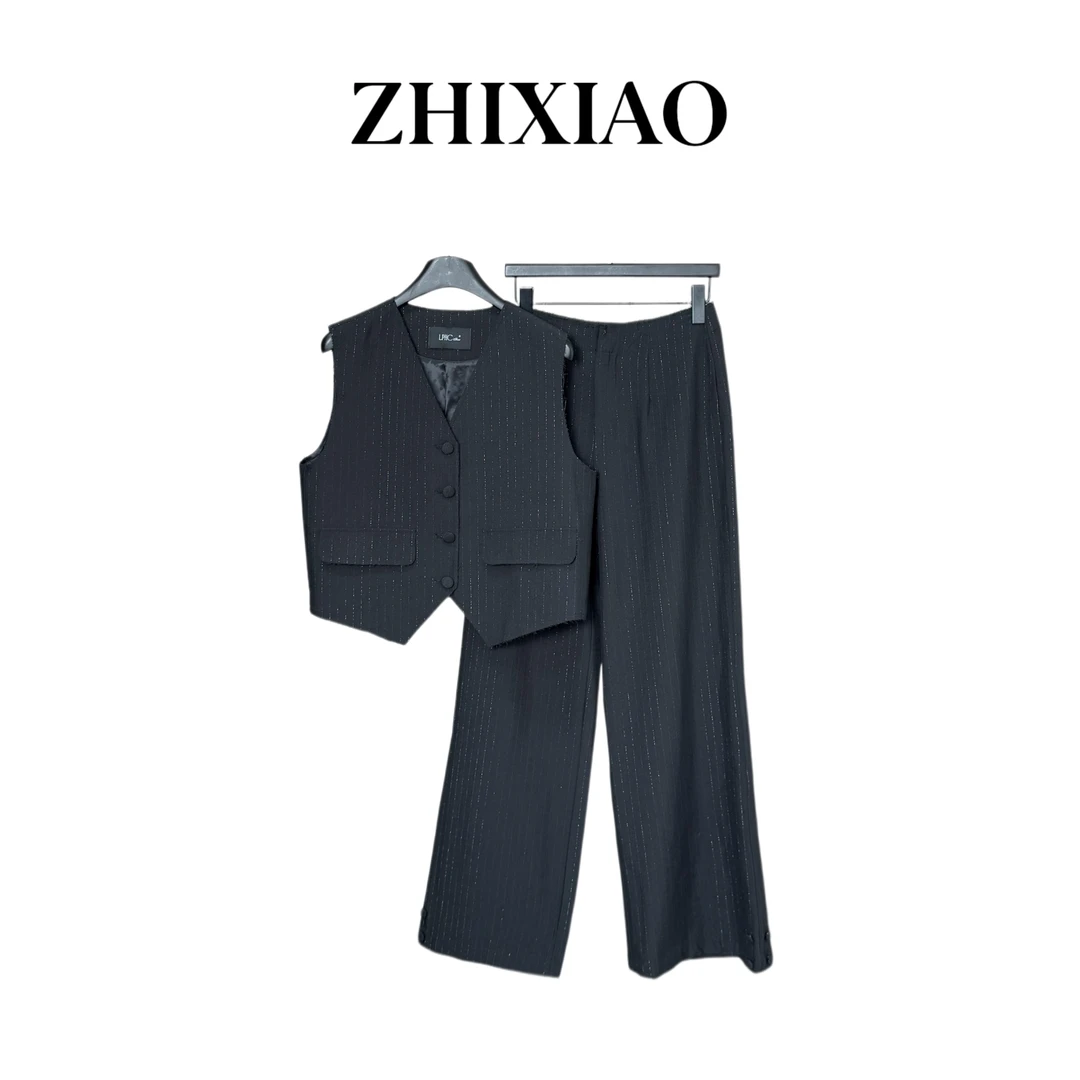 【ZHIXIAO】春季新款：马甲长裤套装2206-1