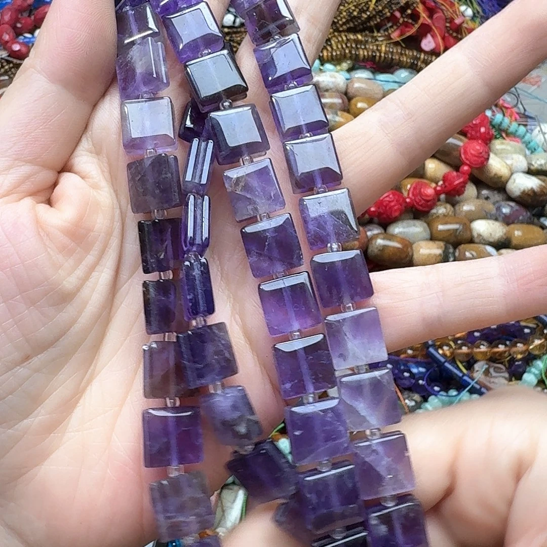 玛瑙/玉髓合金珠宝半成品一条10m紫水晶方块