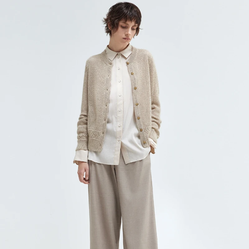 FLORA&AILEY【星线好物】圆领镂空开衫F4301A0S392416