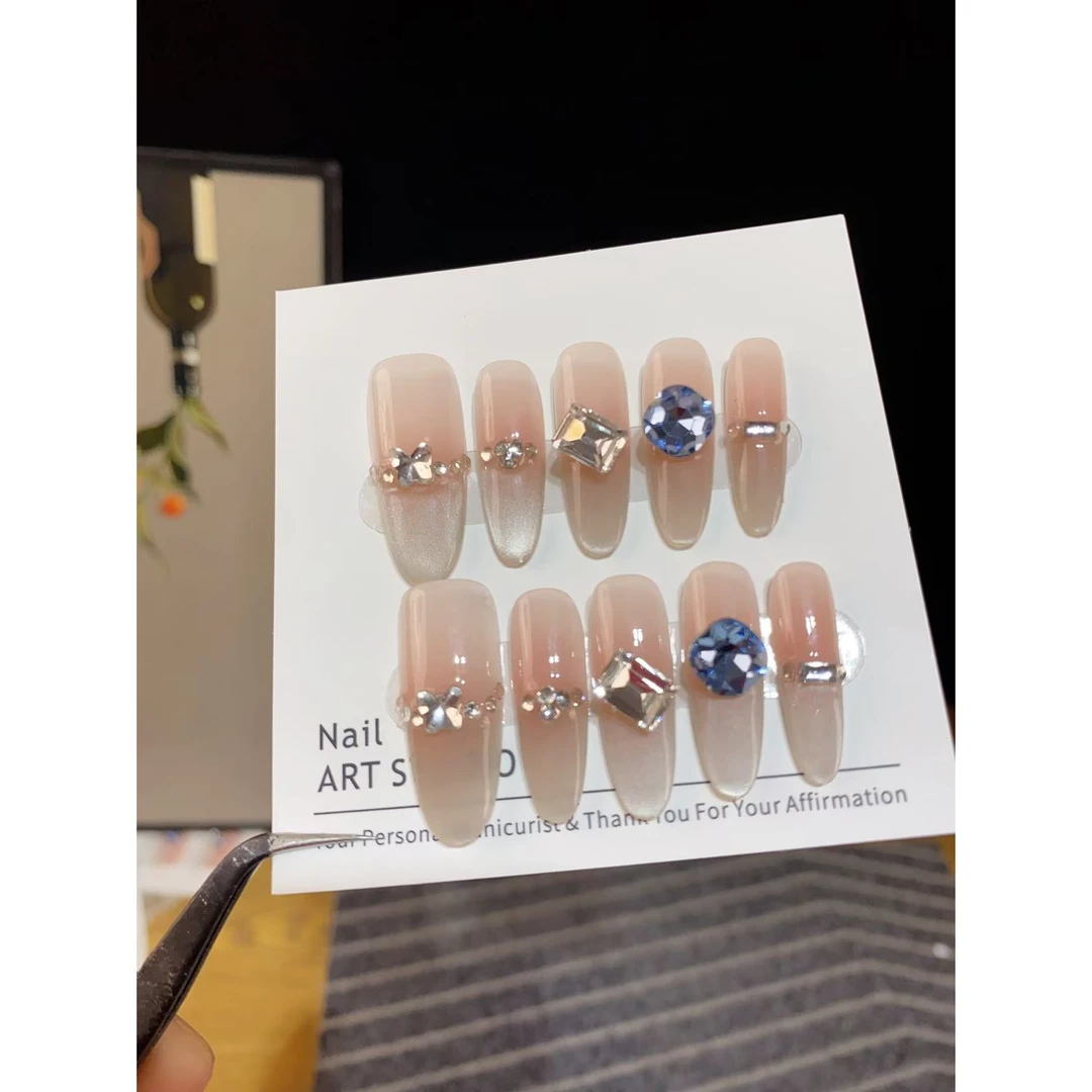 【青岚】纯手工穿戴甲猫眼气质显白轻奢温柔百搭款可拆卸美甲贴