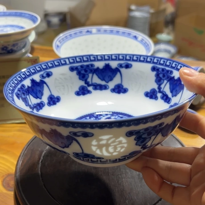 碗7寸雕刻五福面碗