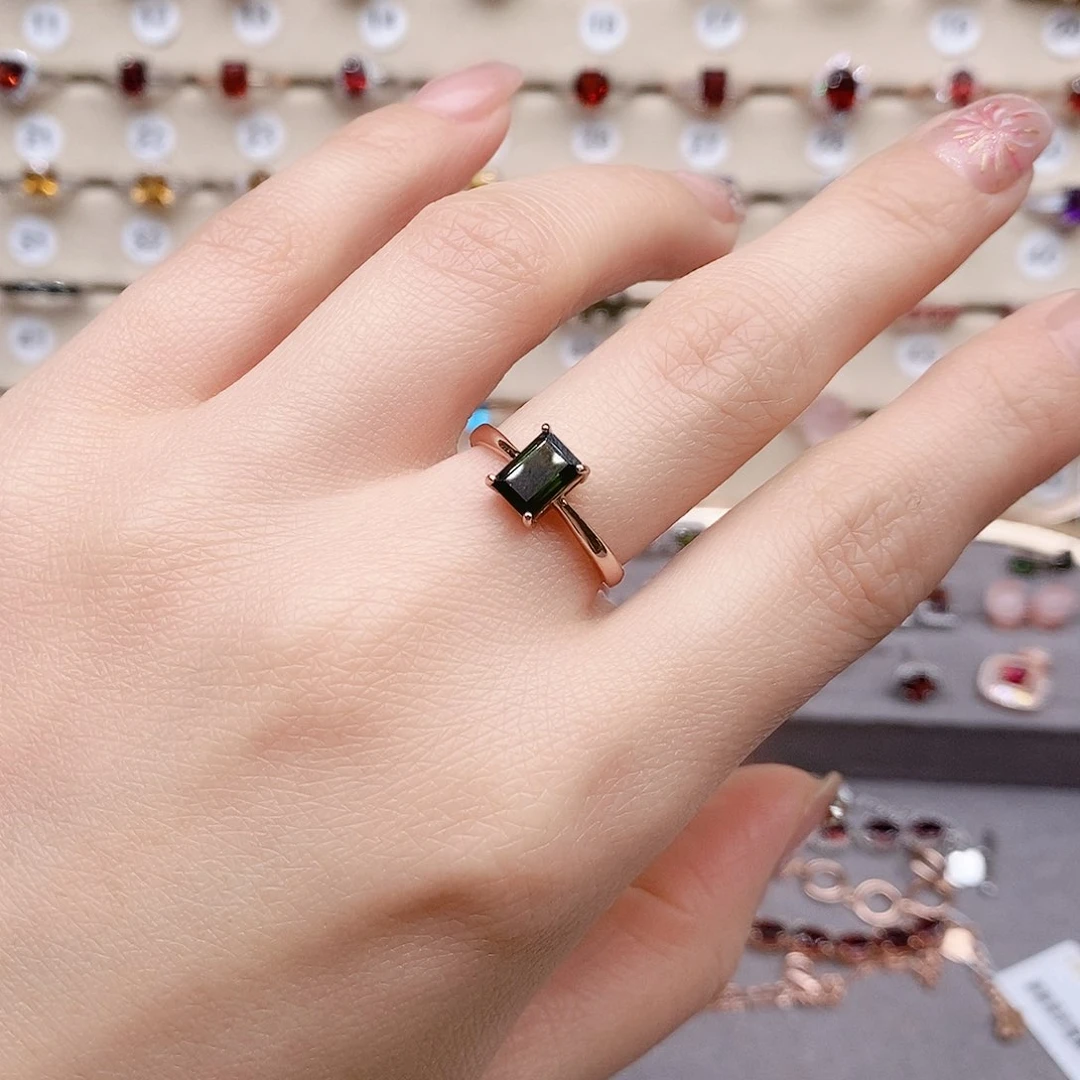 碧玺戒指银S925镶嵌戒指