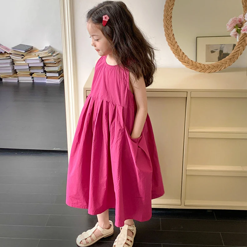 女童连衣裙洋气公主连衣裙2025夏季儿童宝宝棉布大裙摆韩版背心裙