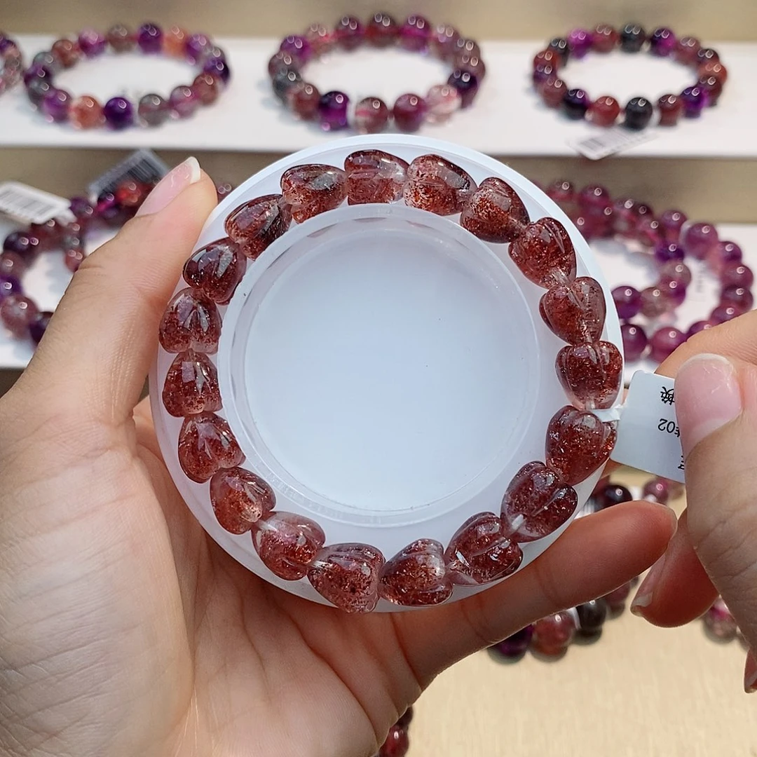 水晶未镶嵌手链心形金草莓超七10+