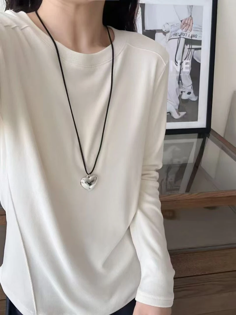 队长优选糯米绒鱼骨线打底衫亲肤显瘦修身百搭女士长袖222