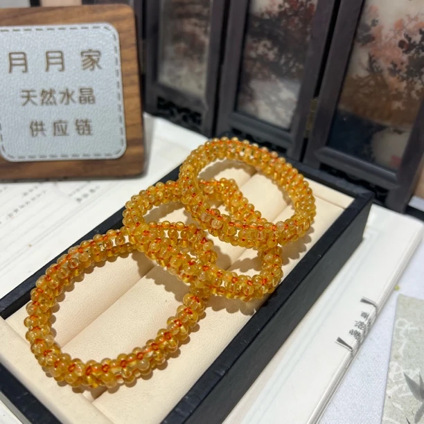 【月月家】K061天然水晶 原创金发晶编制手串 多样性发其一