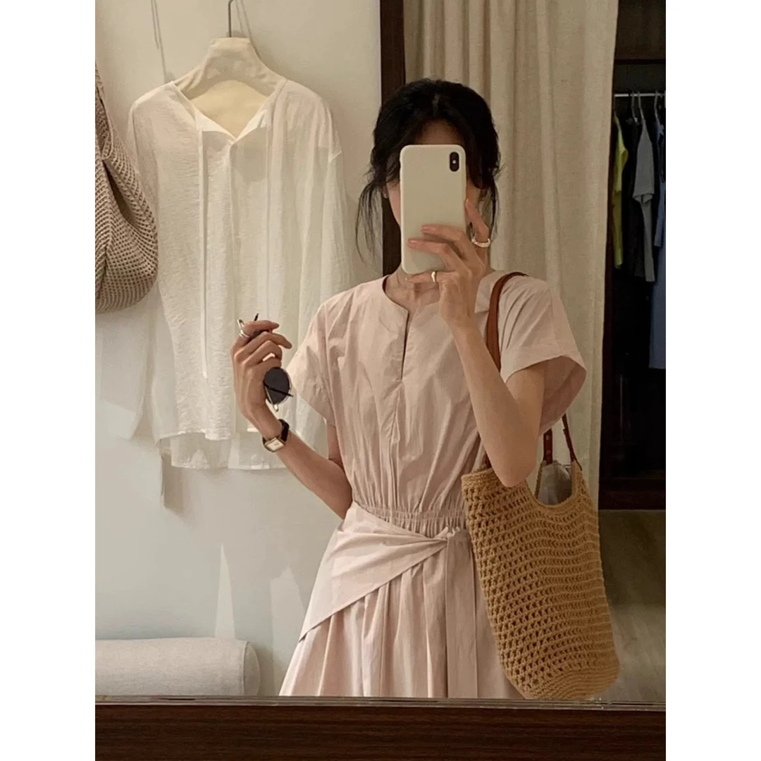 【001-300号】2025夏季新款通勤遮肉显瘦高腰连衣裙,以直播间为准！