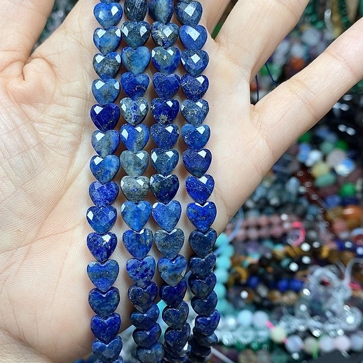 玛瑙/玉髓未镶嵌珠宝半成品天然老矿青金切面爱心卡8mm短款